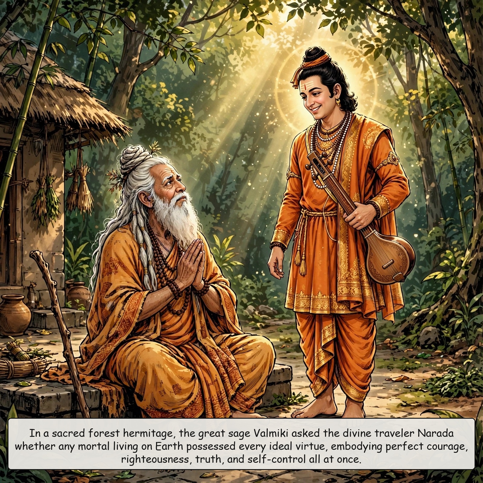 Narada summarizes the entire life and virtues of Sri Rama to Sage Valmiki